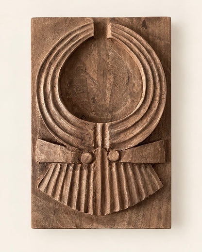 Naga-Inspired Carved Wooden Wall Décor Panels – Set of 6 / Natural Brown Finish