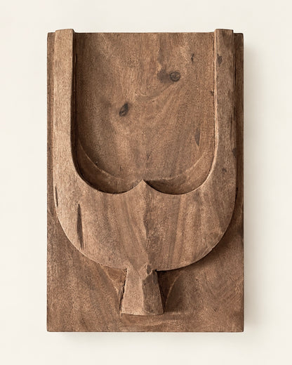 Naga-Inspired Carved Wooden Wall Décor Panels – Set of 6 / Natural Brown Finish