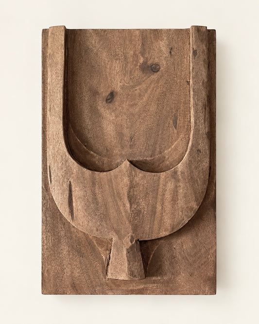 Naga-Inspired Carved Wooden Wall Décor Panels – Set of 6 / Natural Brown Finish