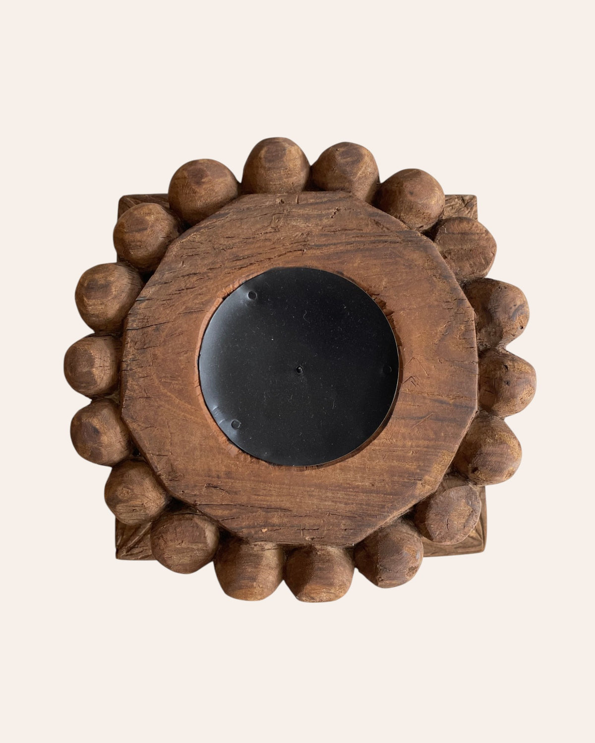 vintage hand-carved wooden architectural pillar base candle holder