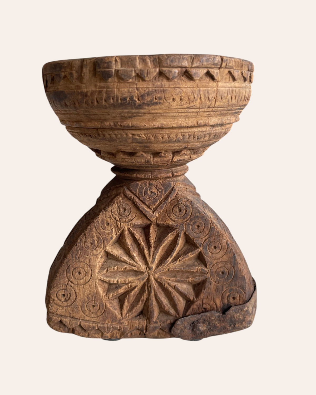 indian wooden seeder – candle, planter & decorative holder