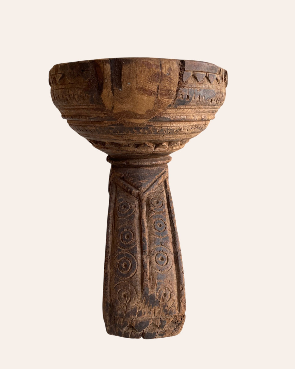 indian wooden seeder – candle, planter & decorative holder