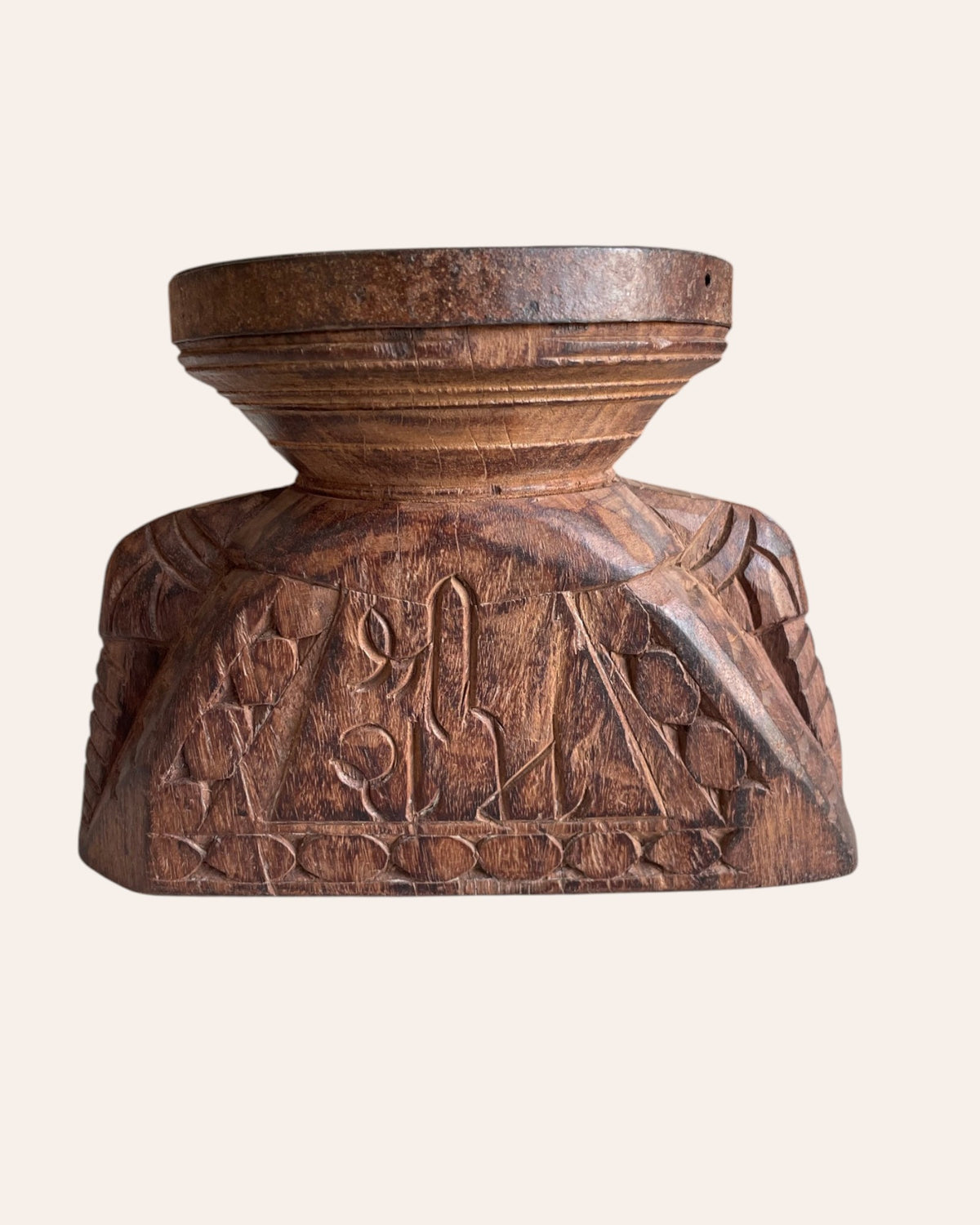 vintage indian shree ram & elephant wooden stand
