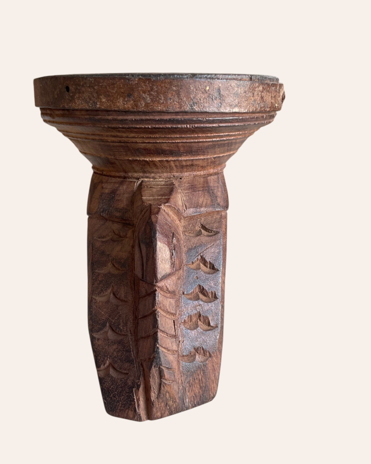 vintage indian shree ram & elephant wooden stand