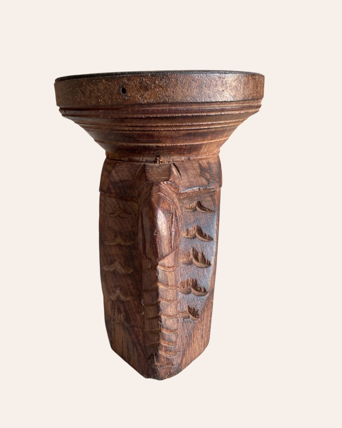 vintage indian shree ram & elephant wooden stand