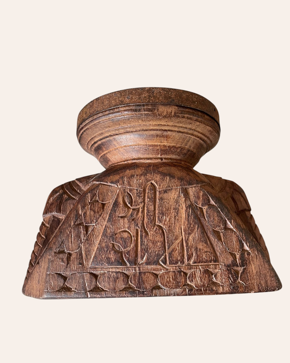 vintage indian shree ram & elephant wooden stand