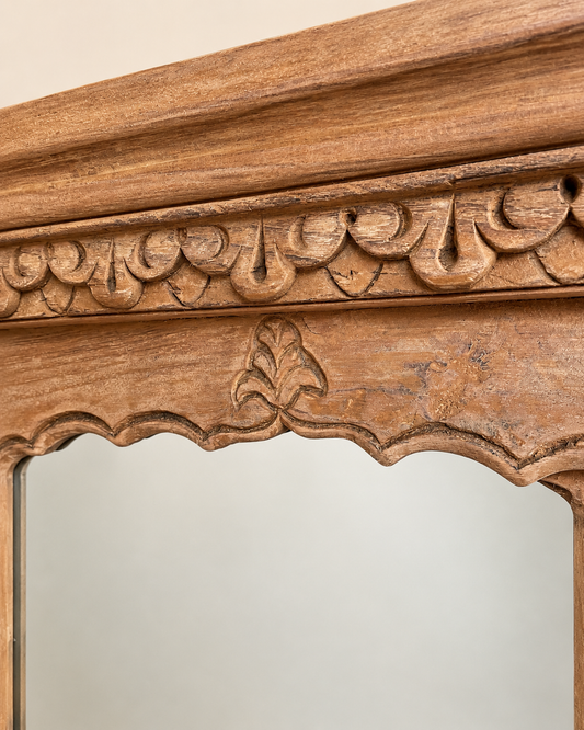 Vintage Hand-Carved Arched Architectural Mirror