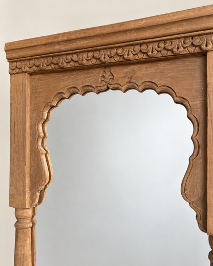 Vintage Hand-Carved Arched Architectural Mirror