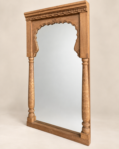Vintage Hand-Carved Arched Architectural Mirror