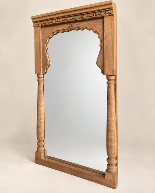 Vintage Hand-Carved Arched Architectural Mirror