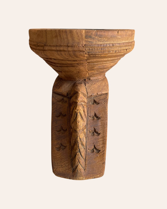Vintage Hand-Carved Bird and Elephant Wooden Stand