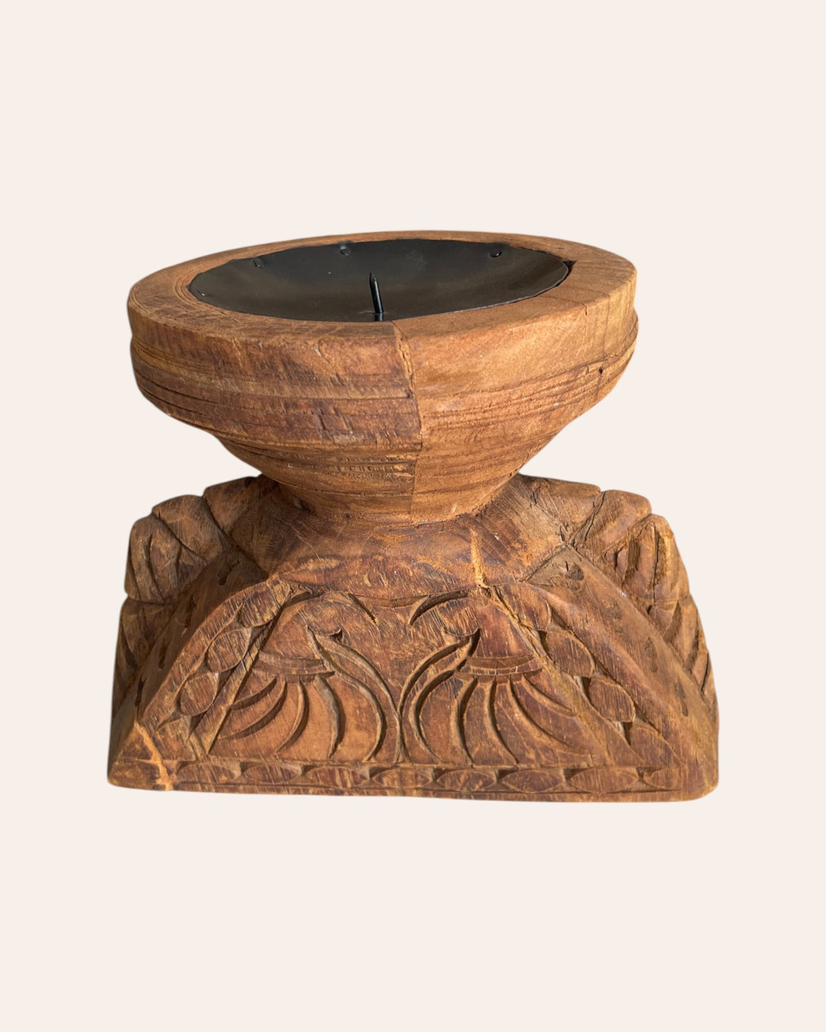 vintage hand-carved bird and elephant wooden stand