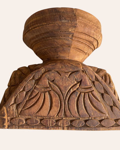 Vintage Hand-Carved Bird and Elephant Wooden Stand