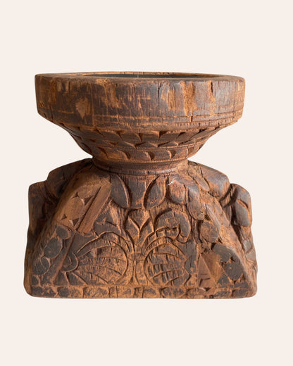 Old Wooden Seeder Candle / Planter / Statue Holder