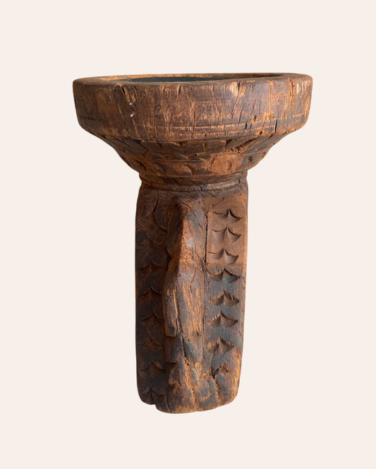 Old Wooden Seeder Candle / Planter / Statue Holder