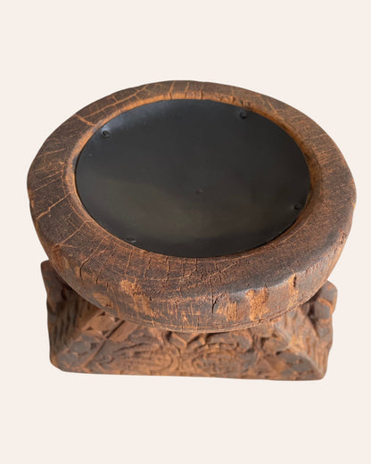 Old Wooden Seeder Candle / Planter / Statue Holder