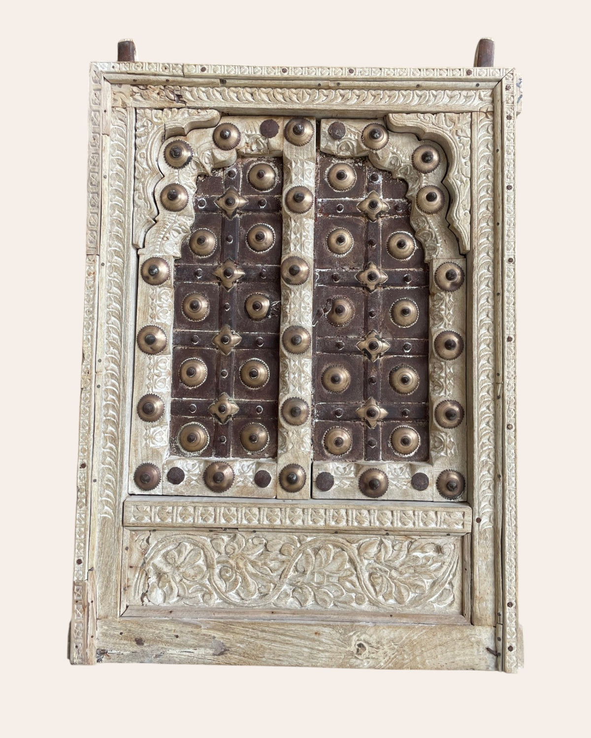 antique hand-carved shekhawati wooden decor window panel