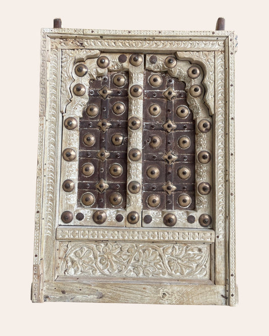 Antique Hand-Carved Shekhawati Wooden Decor Window Panel