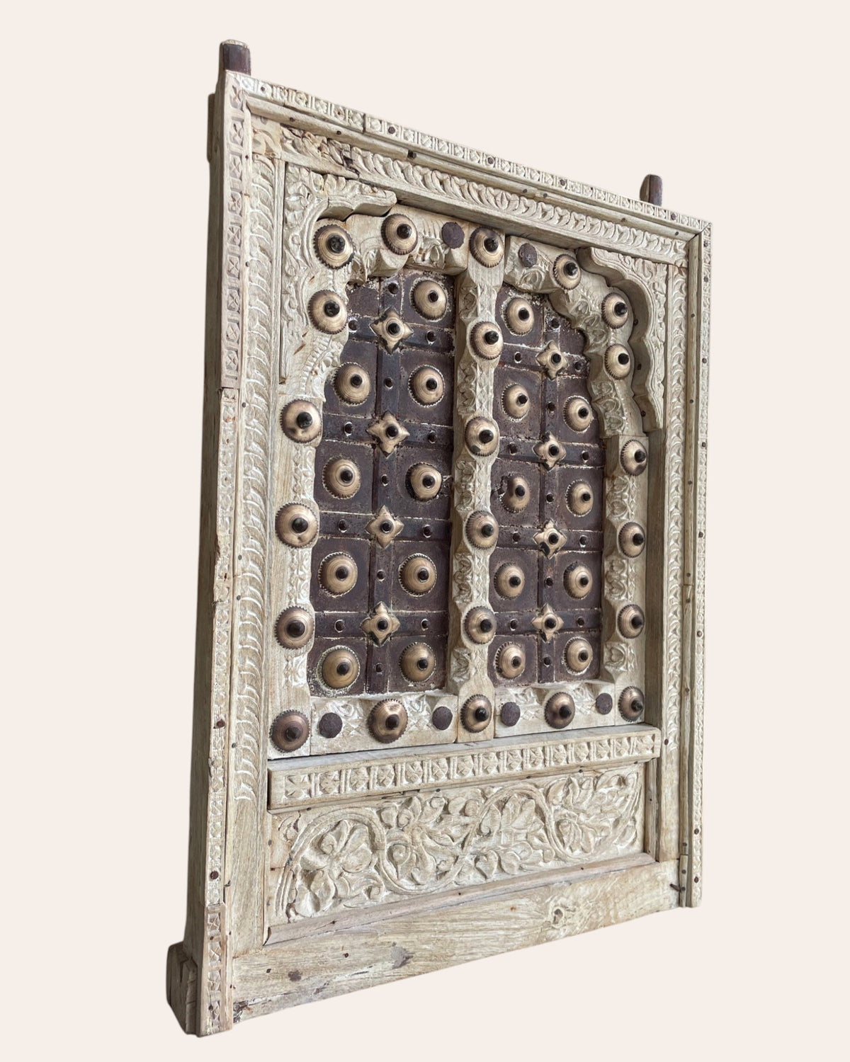 antique hand-carved shekhawati wooden decor window panel