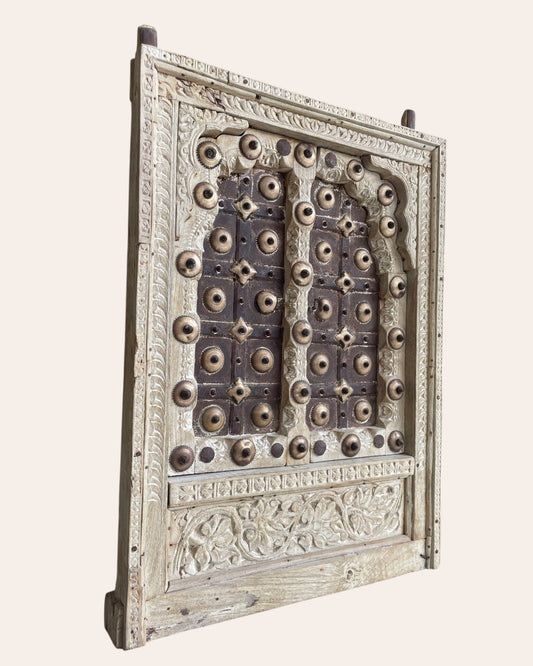 Antique Hand-Carved Shekhawati Wooden Decor Window Panel