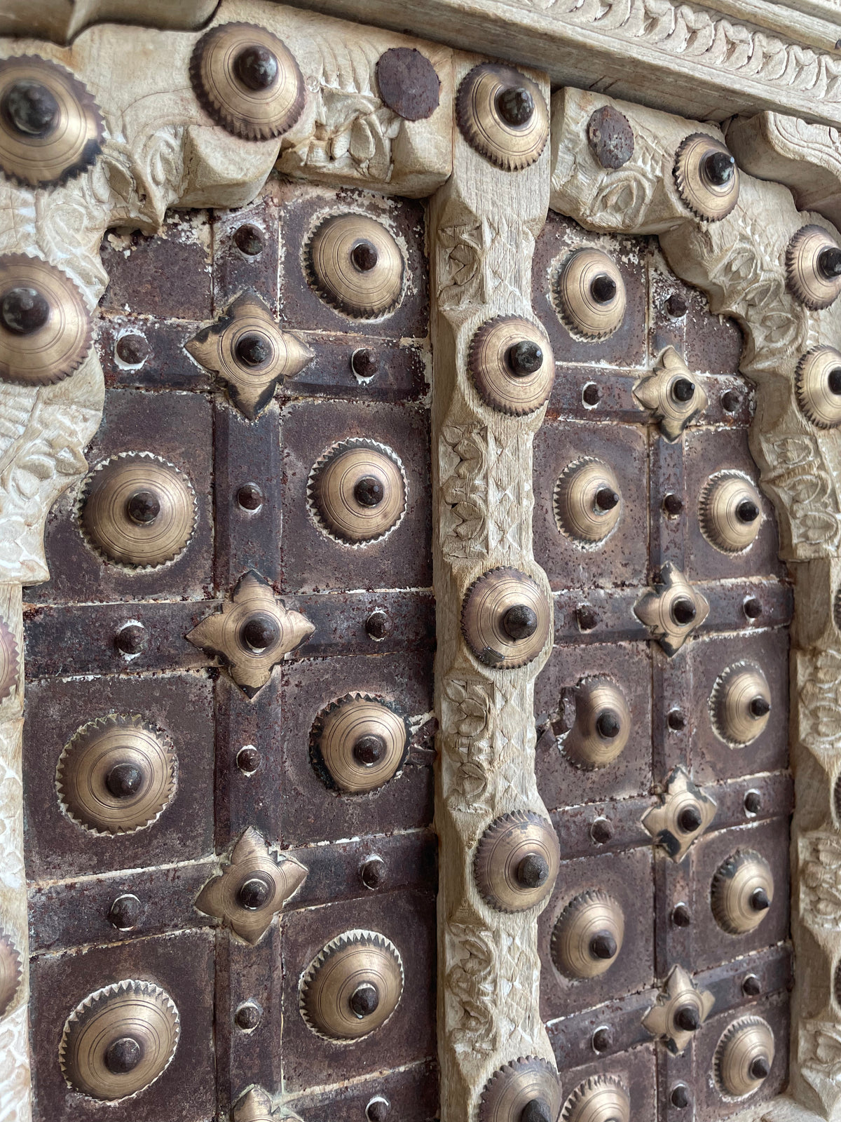 antique hand-carved shekhawati wooden decor window panel