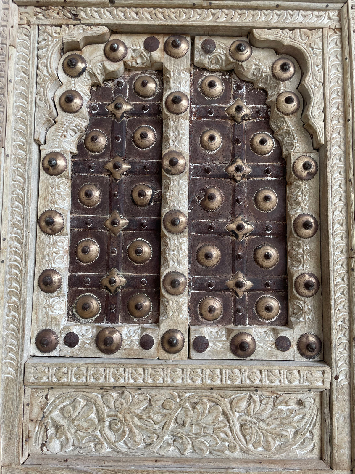 antique hand-carved shekhawati wooden decor window panel