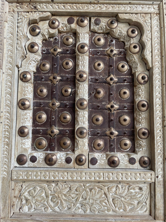 Antique Hand-Carved Shekhawati Wooden Decor Window Panel