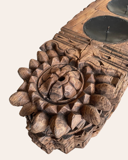 Vintage Hand-Carved Architectural Holder on Iron Stand
