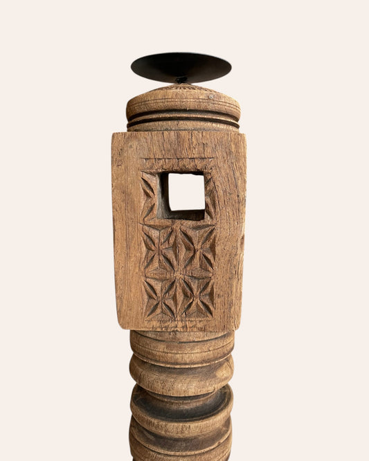 Vintage Hand-Carved Wooden Charpai Leg Stand – Plant & Statue Holder