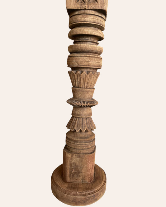 Vintage Hand-Carved Wooden Charpai Leg Stand – Plant & Statue Holder