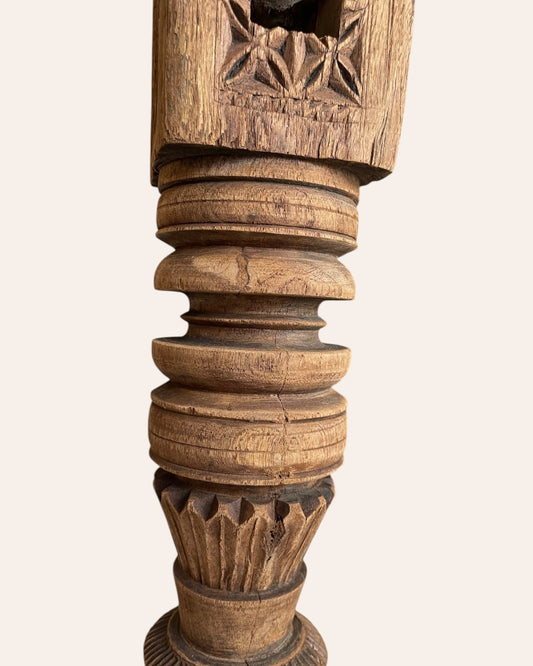 Vintage Hand-Carved Wooden Charpai Leg Stand – Plant & Statue Holder