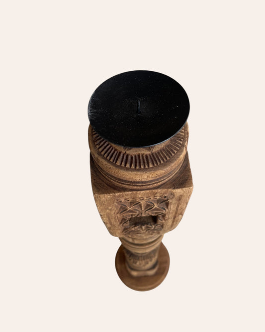 Vintage Hand-Carved Wooden Charpai Leg Stand – Plant & Statue Holder