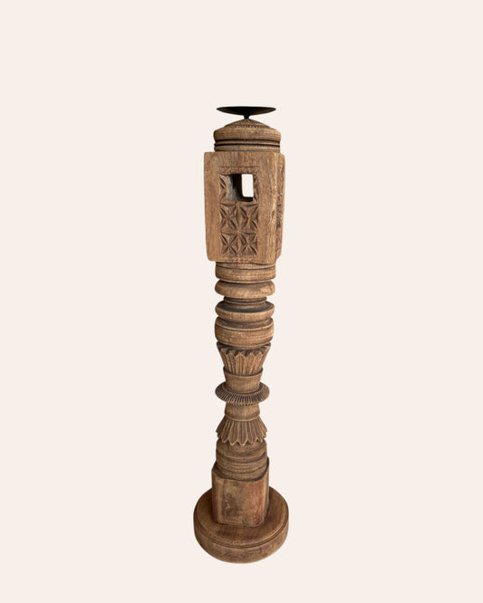 Vintage Hand-Carved Wooden Charpai Leg Stand – Plant & Statue Holder