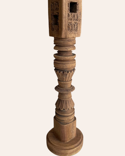 Vintage Carved Charpai Leg Candle Stand / Statue Holder / Planter – Set of 2