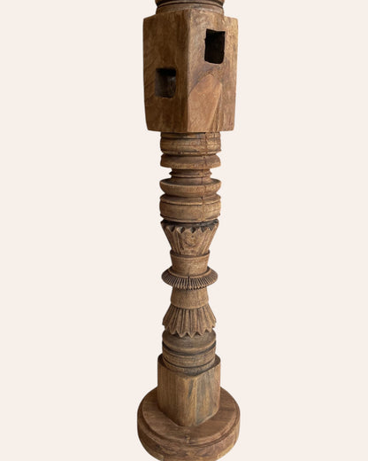 Vintage Carved Charpai Leg Candle Stand / Statue Holder / Planter – Set of 2