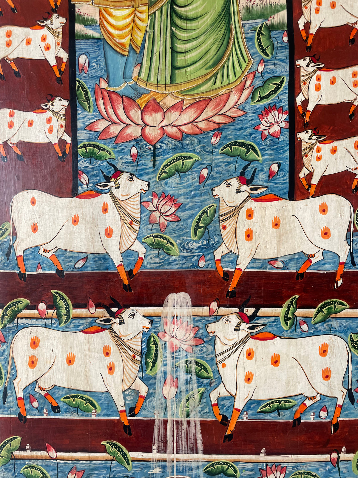 hand-painted radha krishna traditional wooden wall decor panel