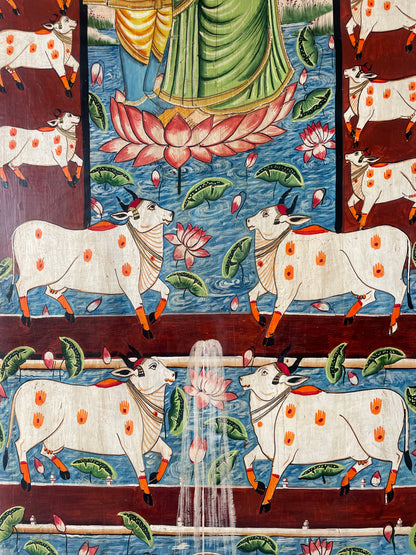 Hand-Painted Radha Krishna Traditional Wooden Wall Decor Panel