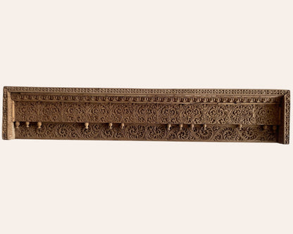 Vintage Hand-Carved Floral Wooden Wall Panel