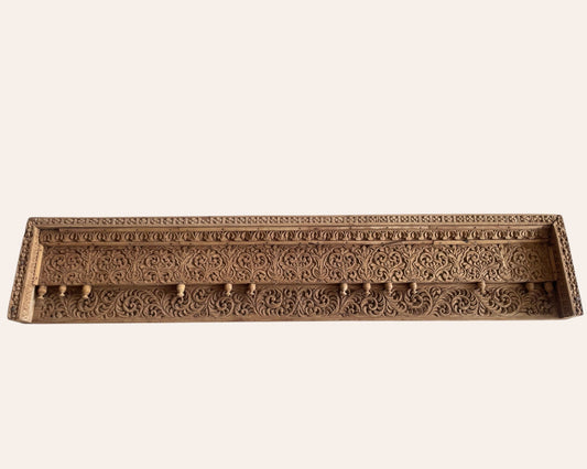 Vintage Hand-Carved Floral Wooden Wall Panel