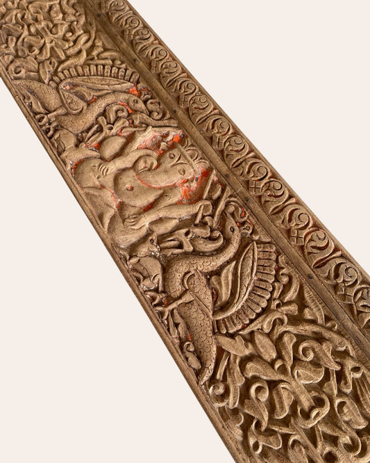 Carved Old Wooden Lord Ganesha Wall Panel