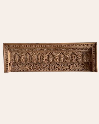 Antique Hand-Carved Floral & Architectural Wooden Wall Panel