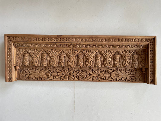 Antique Hand-Carved Floral & Architectural Wooden Wall Panel