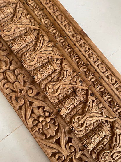 Antique Hand-Carved Floral & Architectural Wooden Wall Panel