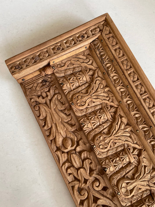 Antique Hand-Carved Floral & Architectural Wooden Wall Panel