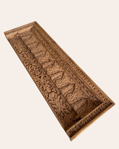 Antique Hand-Carved Floral & Architectural Wooden Wall Panel
