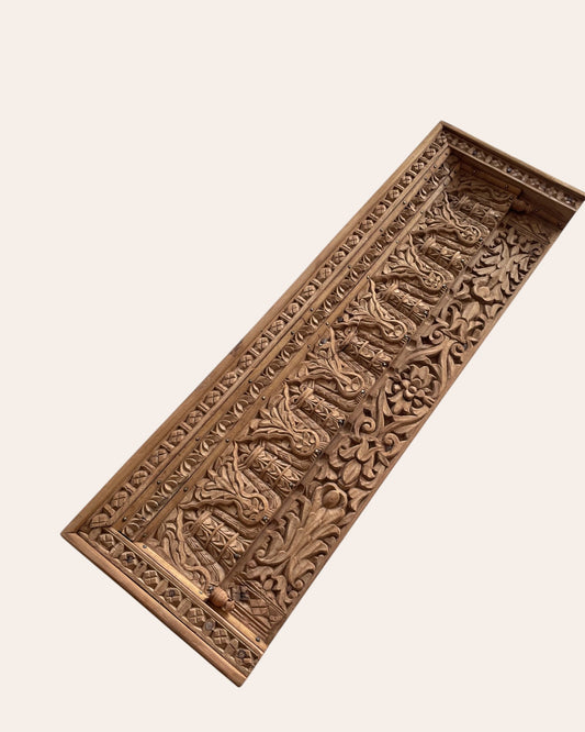 Antique Hand-Carved Floral & Architectural Wooden Wall Panel