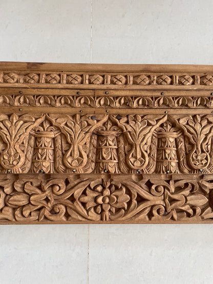 Antique Hand-Carved Floral & Architectural Wooden Wall Panel