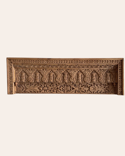 Antique Hand-Carved Floral & Architectural Wooden Wall Panel