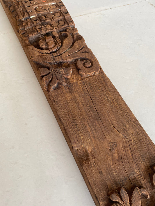 Vintage Hand-Carved Floral Architectural Wooden Wall Panel
