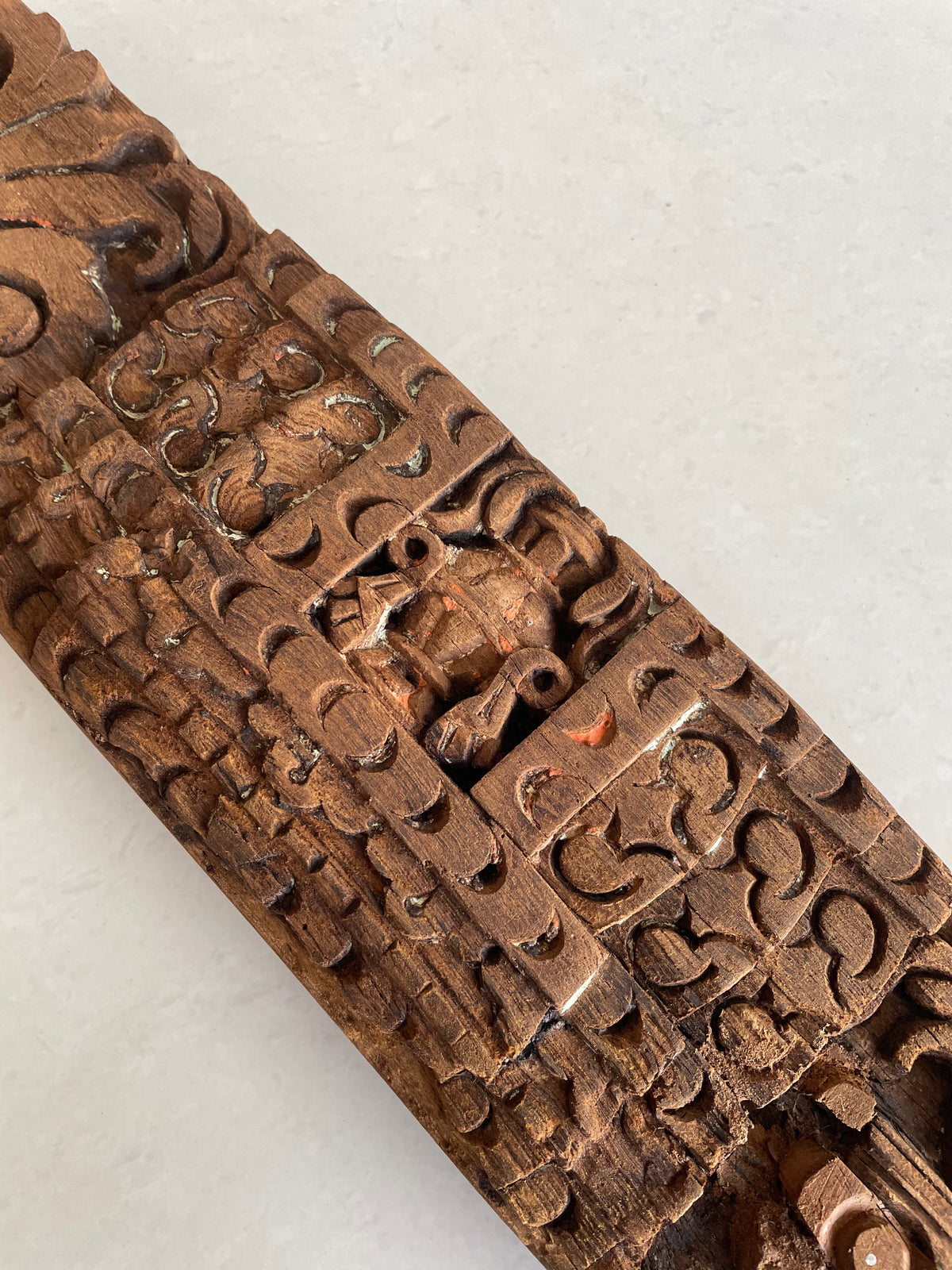 vintage hand-carved floral architectural wooden wall panel